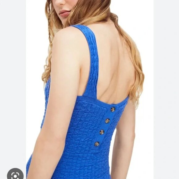 Free People Beach SMALL Blue Short & Sweet Sweater Knit Mini Dress - Picture 5 of 11